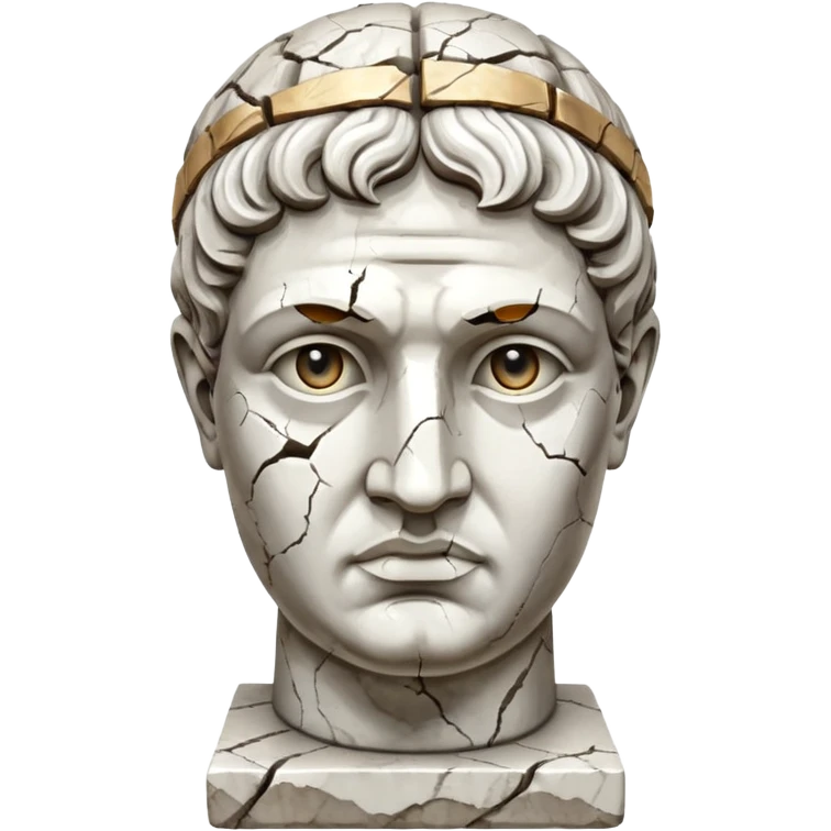 white cracked marble greek statue head emoji
