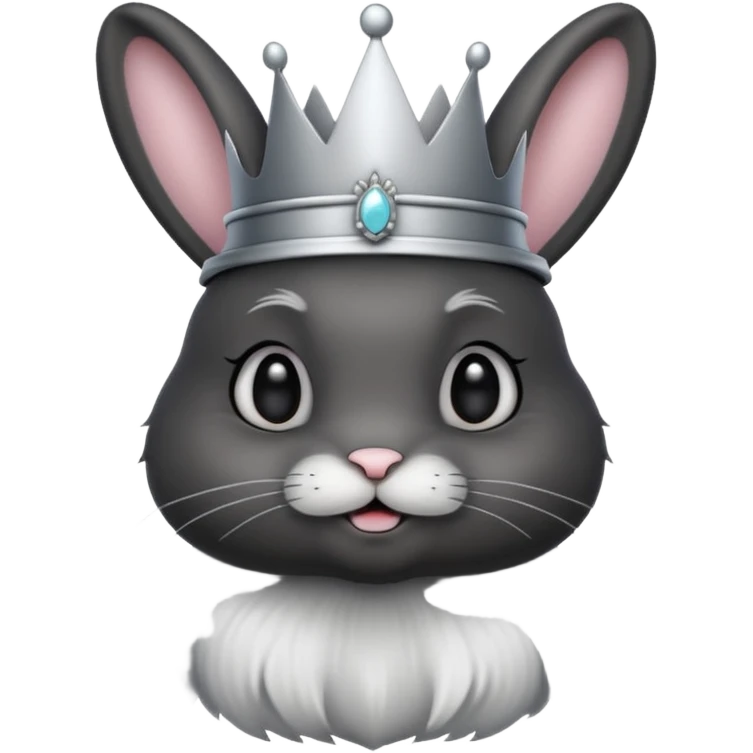 black bunny with silver crown emoji