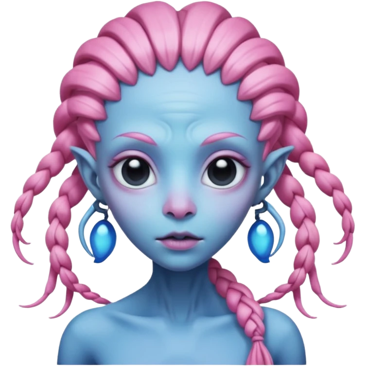 pink haired braided blue alien emoji