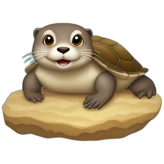 Une loutre sur une tortue emoji