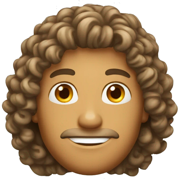 long curly tanned hair man cap emoji