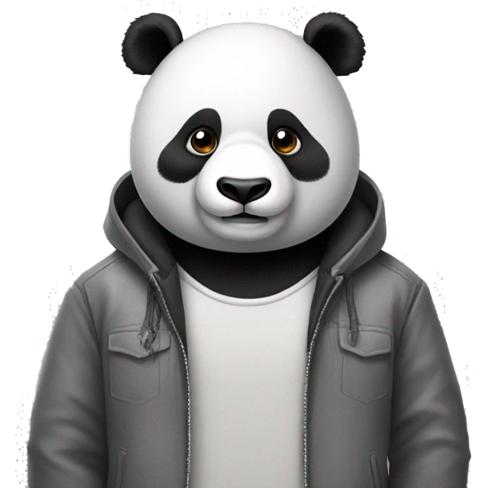 panda con chaqueta gris emoji