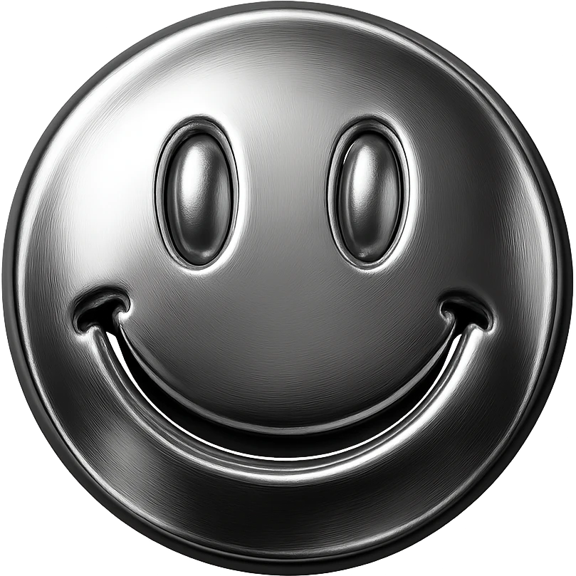 smiley face with shiny metallic look emoji