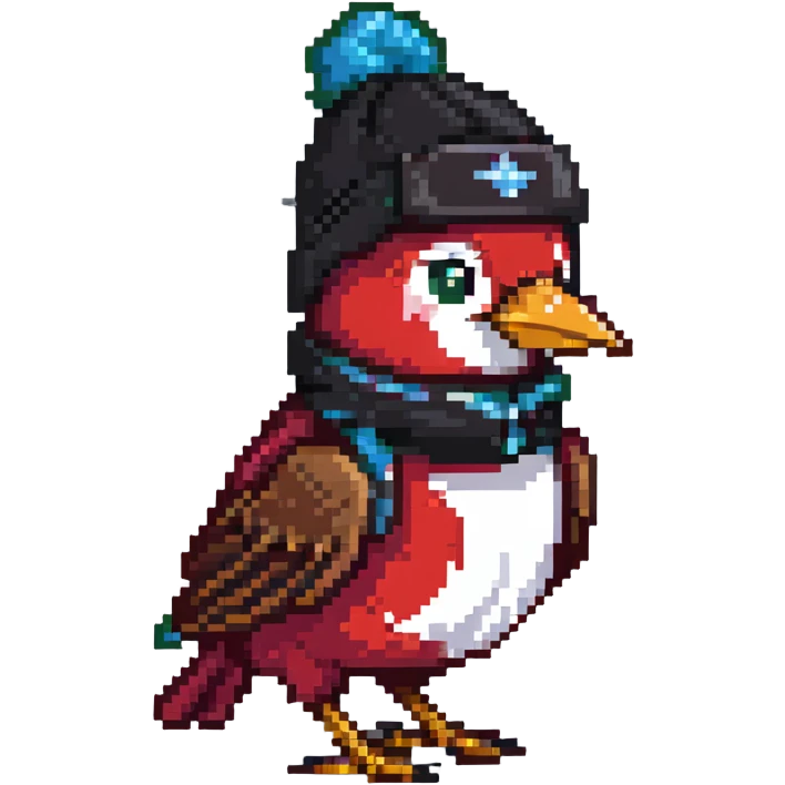 Nightingale bird with ski cap emoji