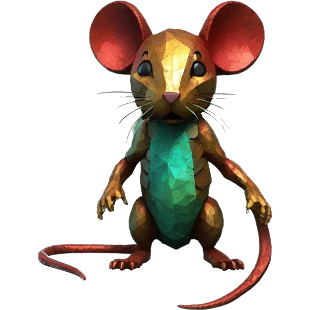 Black red gold green cyan rusty grunge effect scratched patina rat mouse puppy scorpion tail stinger pixel 3d render low poly emoji