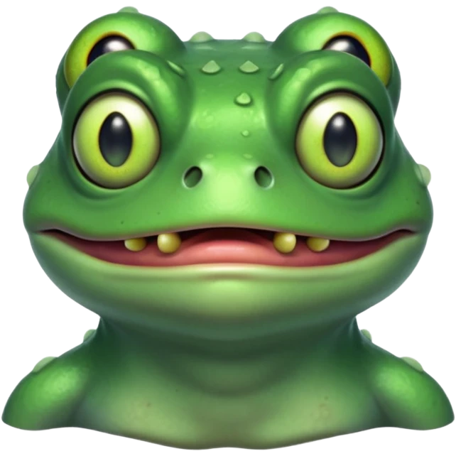 zombie frog portrait, head and shoulders only, slimy undead skin, glowing green eyes, funny creepy look, 3D cartoon, mobile game icon style, clean background, no text, no watermark
 emoji