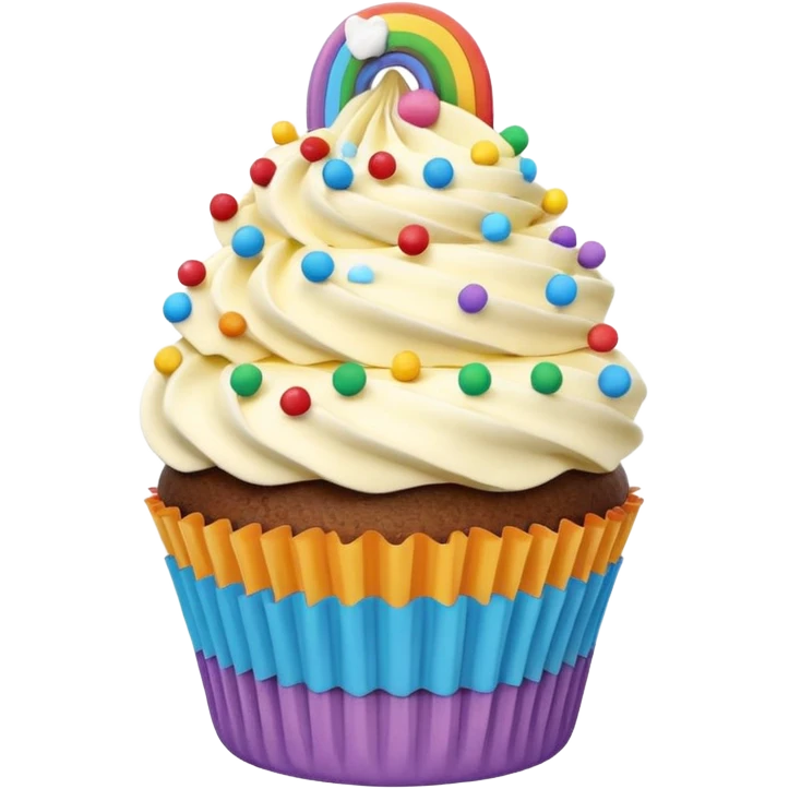 A 3D cartoon poster advertising cupcakes, with bright colors and clean typography, Memoji-style. emoji