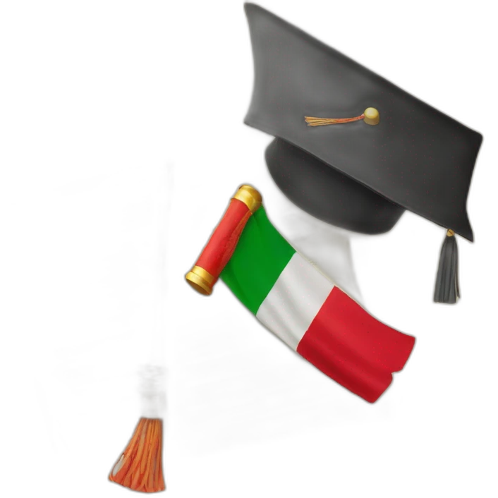 Graduation hat and italian diplome with italian flag emoji