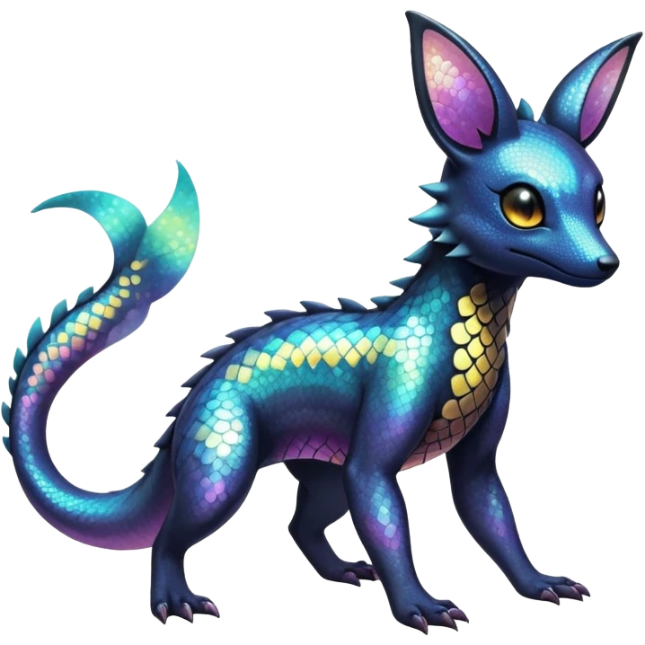 Pastel Iridescent Shiny Sparkly Exotic Salandit-Umbreon-Fakémon-hybrid-creature (full body)  emoji