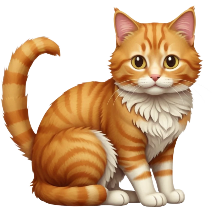 cinematic-[Ginger tabby cat]-realistic-full-body-sitting-emoji,-tail-curled-playfully-around-its-paws,-head-tilted-dramatically,-scruffy-[ginger]-fur,-simplified-yet-realistic-focused-features,-highly-detailed,-glowing-with-an-almost-sarcastic-glow emoji