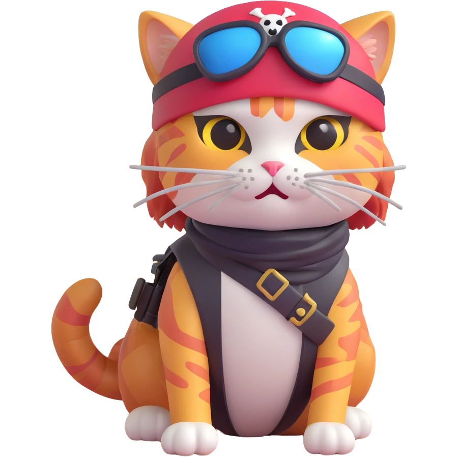 Skibidi cat pirate with a helmet and eye patch in a war zone emoji