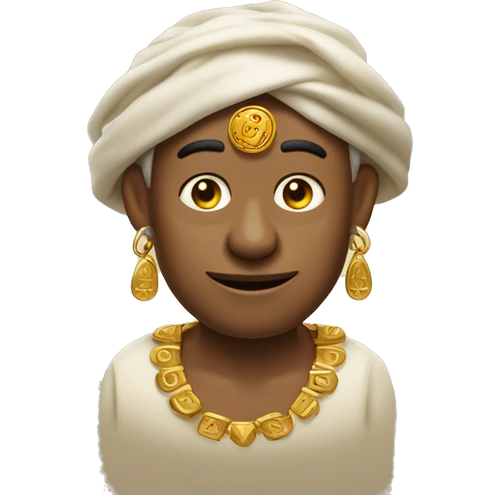 Un hombre con joyas de oro simulando la cultura de nazca emoji