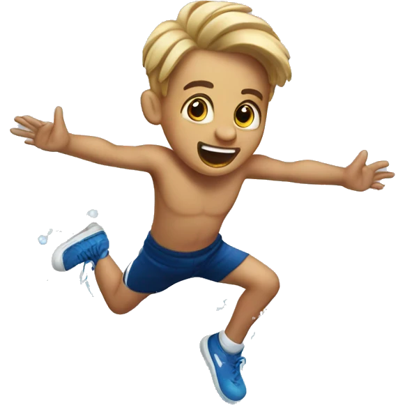 bouncing cheerleader boy in water emoji