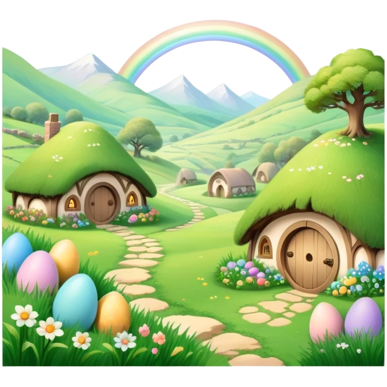  pastel rainbow hobbit easter landscape  emoji