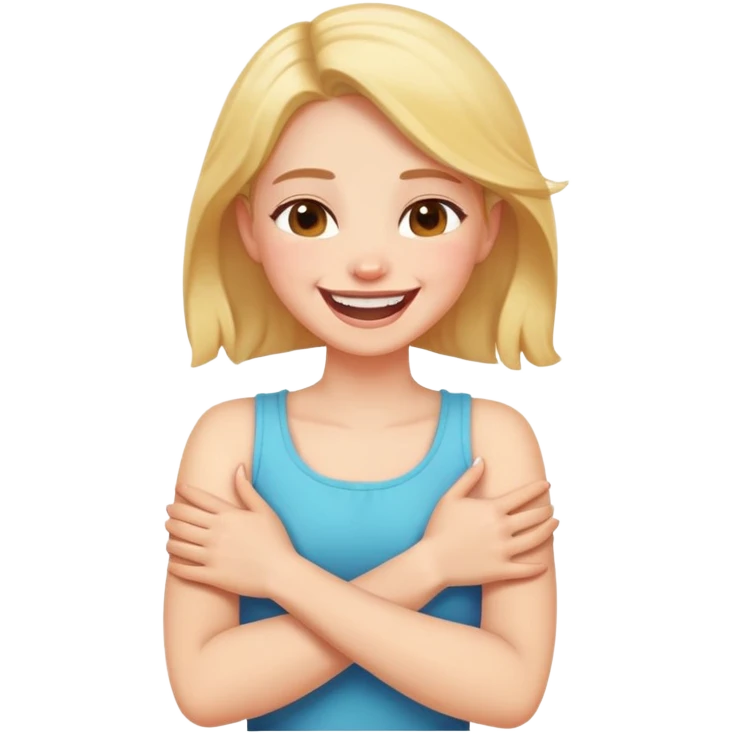 arms crossed holding neck laughing girl emoji