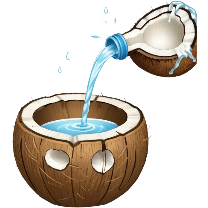 A coconut with water being poured over it. Simple line art, minimal composition showing the ritual offering. emoji