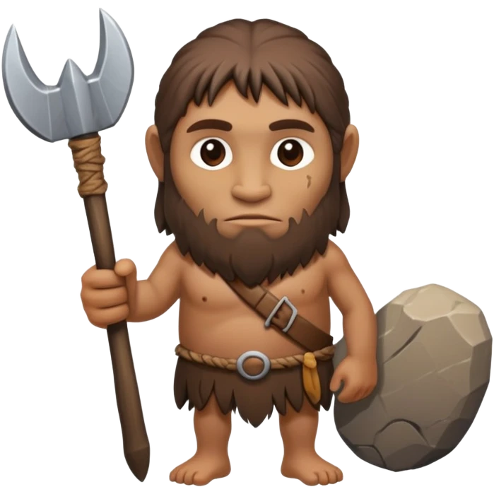 Cro-Magnon early human with primitive features and stone tools emoji