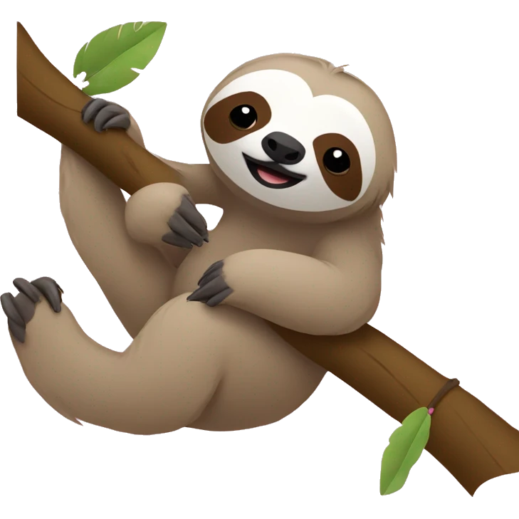 sloth with baby pink bow laying on tree branch emoji