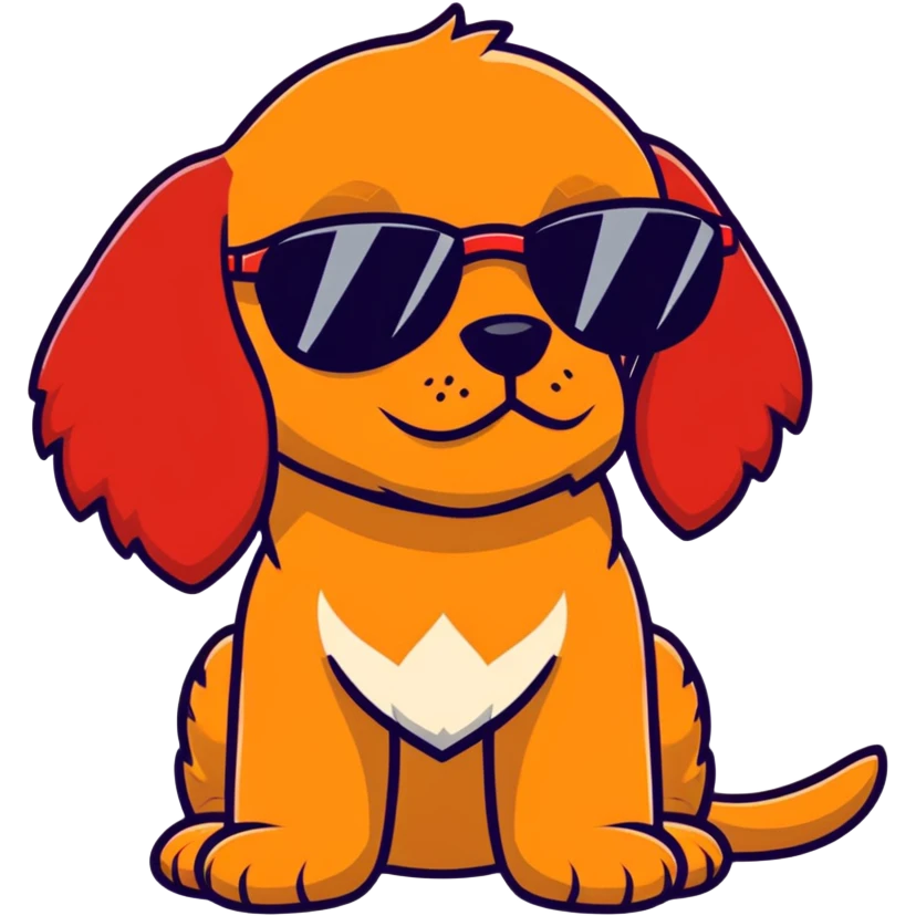 Red cocker spaniel in sunglasses emoji