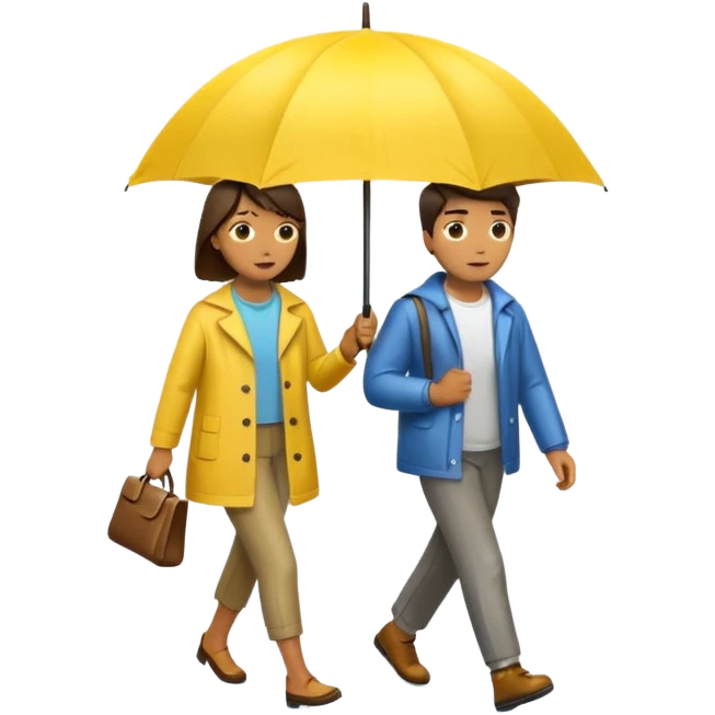 Couple under yellow umbrella, City Rain Scenes emoji