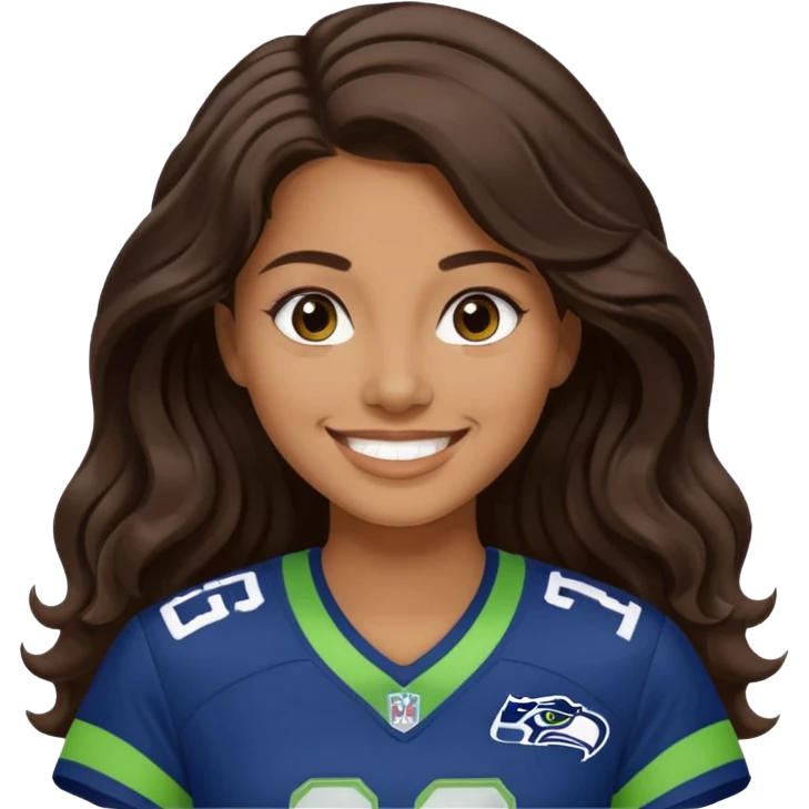 Long wavy Dark brown hair seahawks fan female emoji