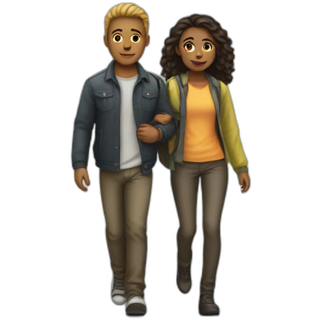 Straight girl and gay guy walking to work in sf emoji