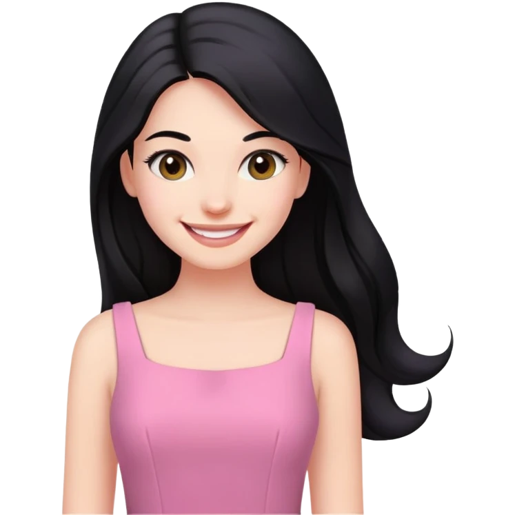 Business dress pink woman caucasian long black hair girl emoji