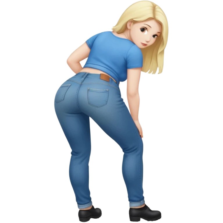 Naked blonde girl bending over with fat ass emoji