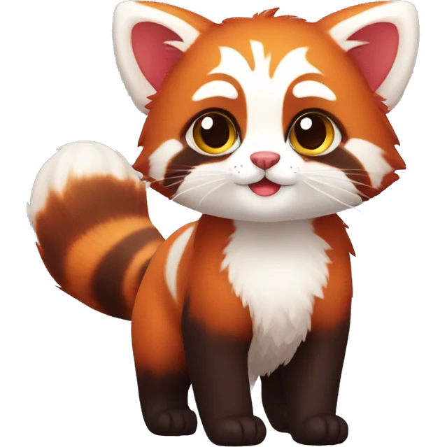 Cute Adorable Red Panda Cat hybrid full body emoji