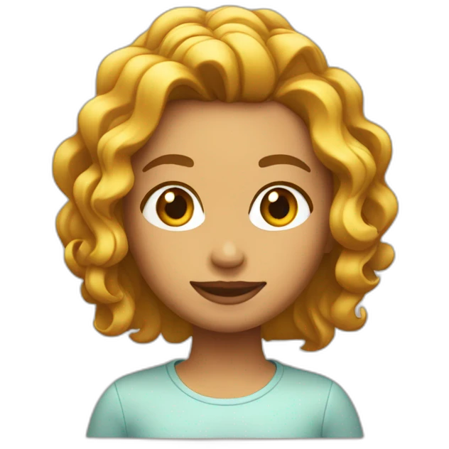 chica con pelo moreno con el pelo ondulado emoji
