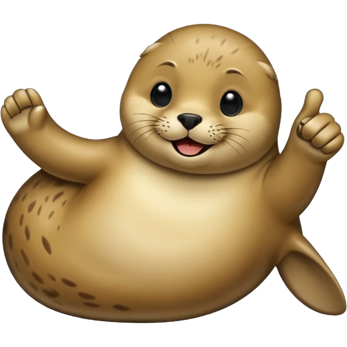 Seal laying on its side giving a thumbs up emoji