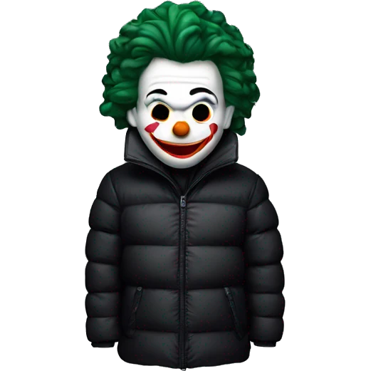 joker in a black moncler puffer jacket, rich emoji