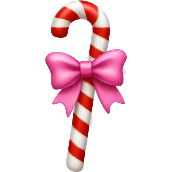 candy cane with pink bow emoji