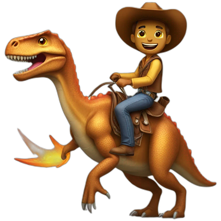 Cowboy riding dinosaur emoji