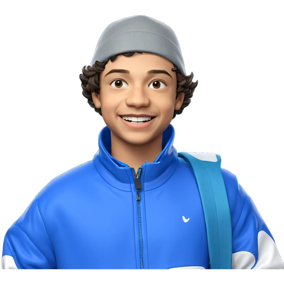 smiling boy in blue jacket emoji