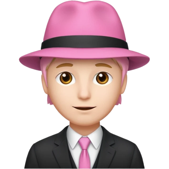 a suited man with pink hat emoji
