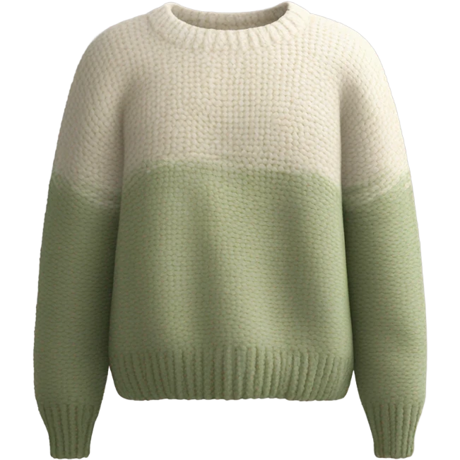 Sage and White cropped oversize wool sweater, isolated emoji