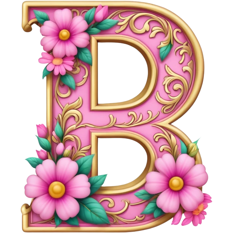 Pink, romantic, flowery, the letter “e” emoji