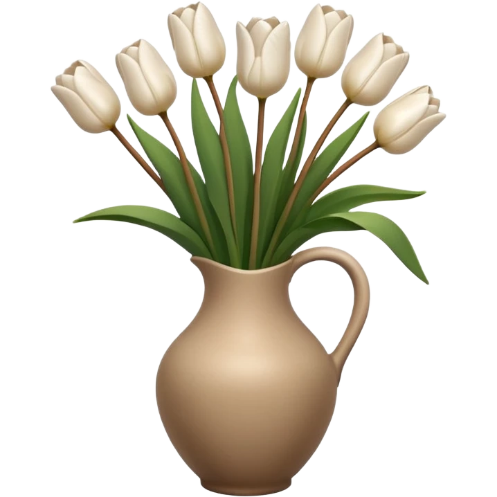 White tulips in a light brown vace emoji