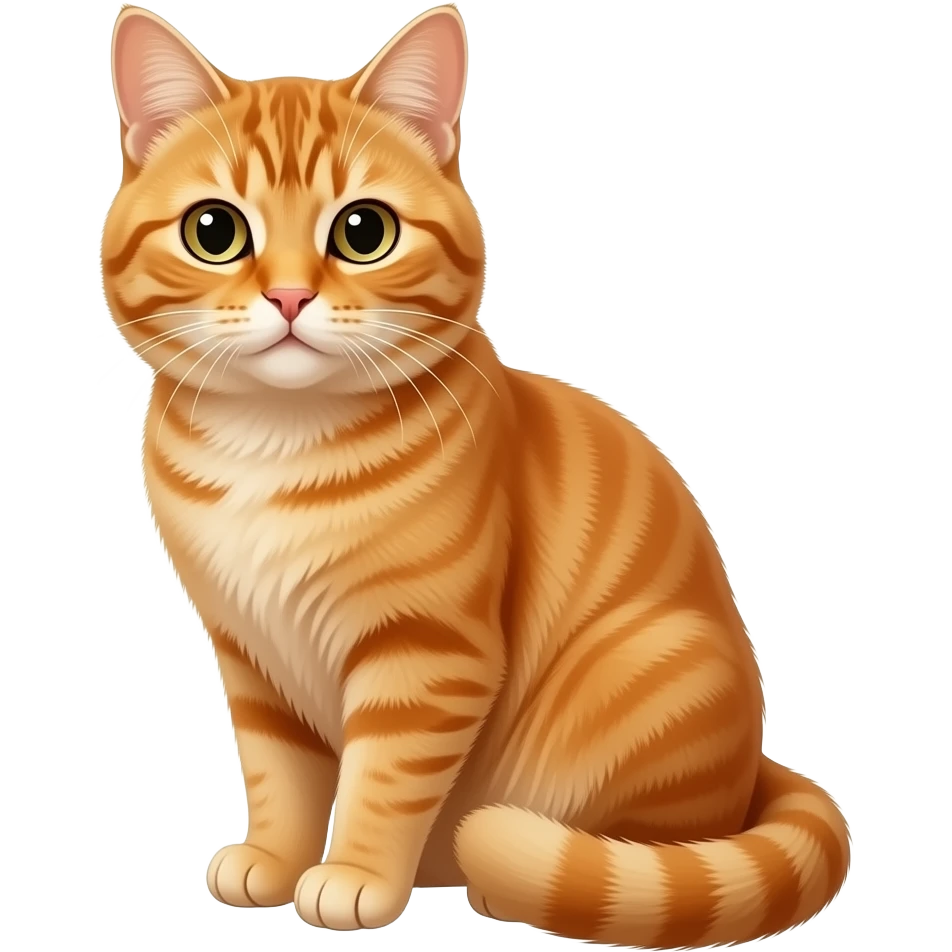 Realistic sitting beautiful fine aesthetic orange ginger cat emoji