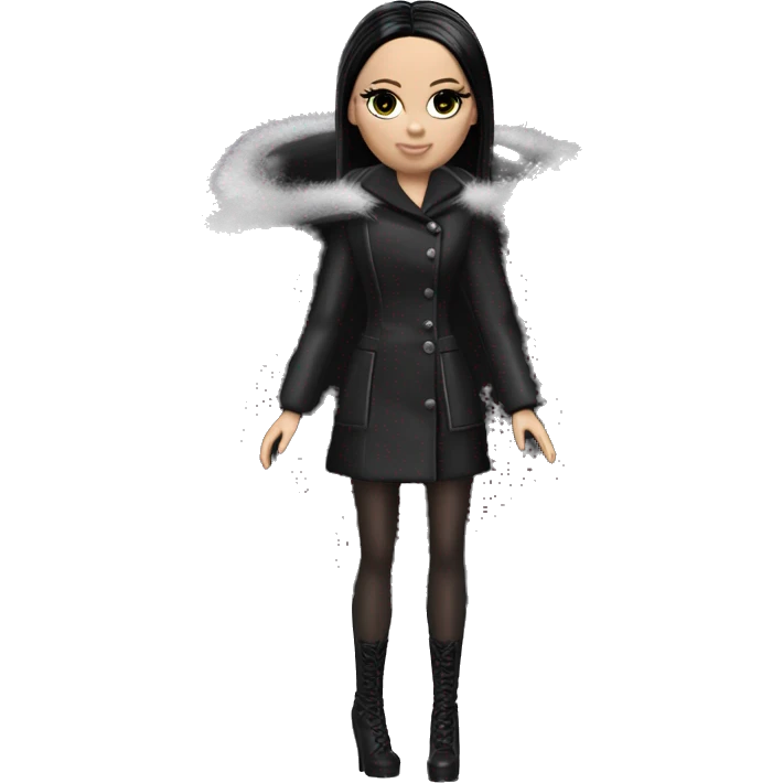 Fun ‘n Fur Barbie, teen Wednesday Addams, cape,veil,funeralwear,showing off, show full body,accessories coat gloves  emoji