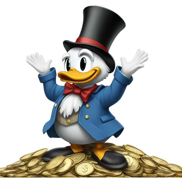 scrooge mcduck standing atop a pile of money emoji