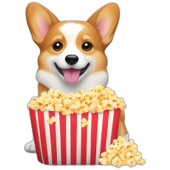 Corgi with popcorn basket emoji