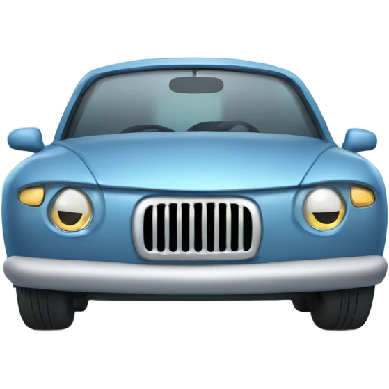 A cartoon car with tears streaming from its headlights, sad eyes on the windshield, and a frowning bumper. emoji