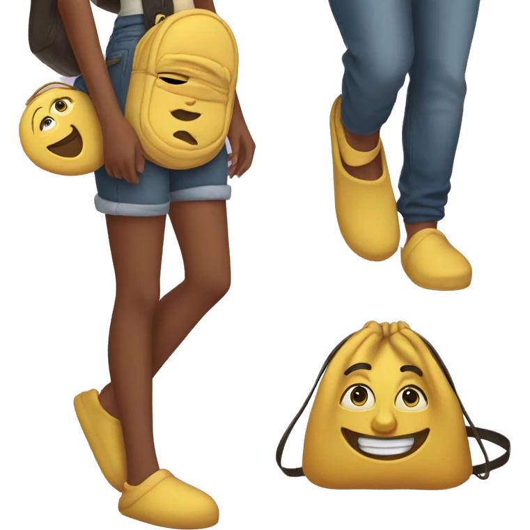 teen big slippers and crossbody bag emoji
