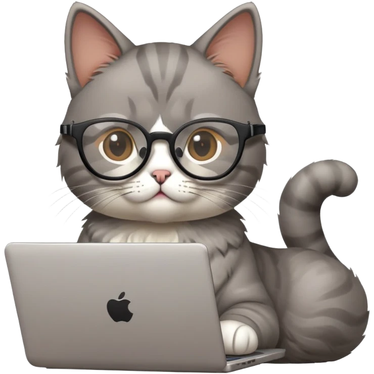 cat wearing glasses typing on laptop emoji