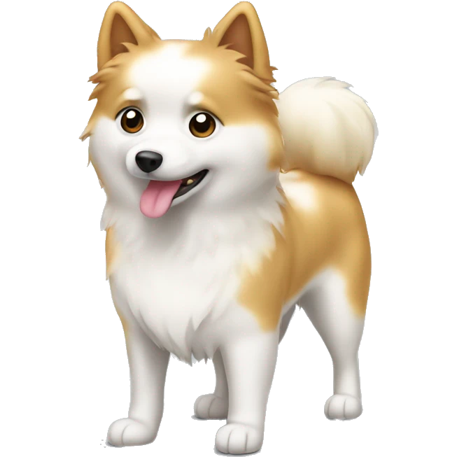 White and blonde spots spitz standing  emoji