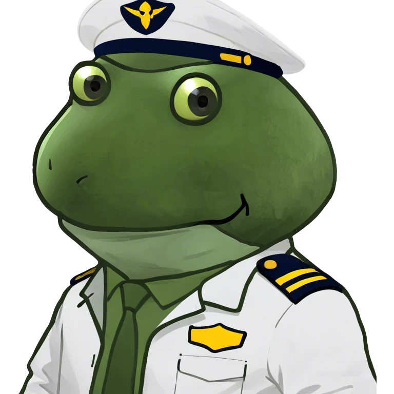bufo dressed as pilot in a white outfit, zoomed out emoji
