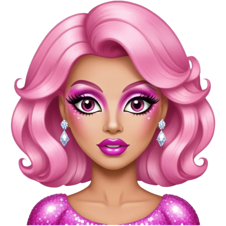 pink drag queen glitter sparkles babe girl makeup diva brat emoji