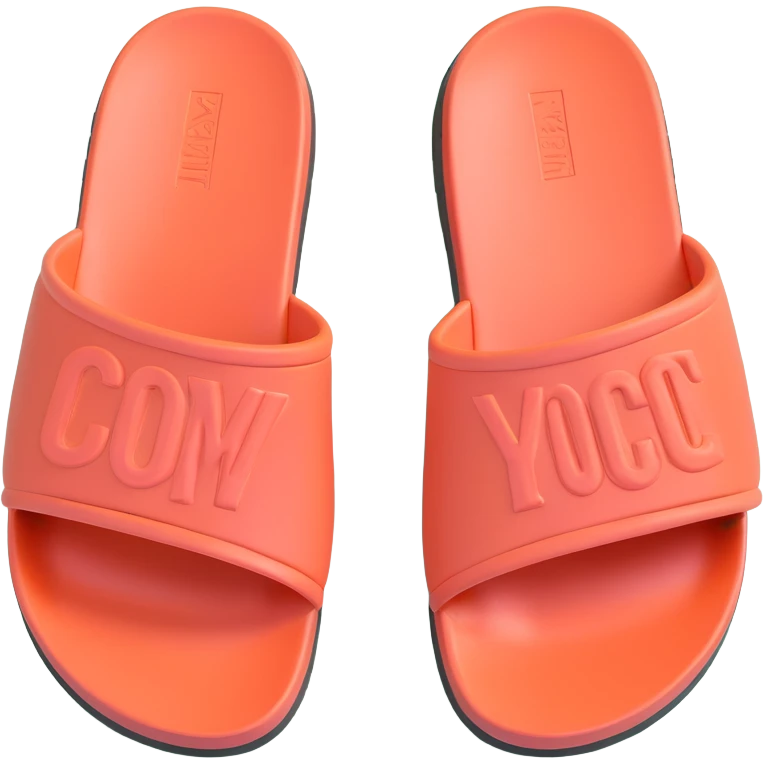 3D illustration of a Yeezy slide sandal, top view, soft matte finish emoji